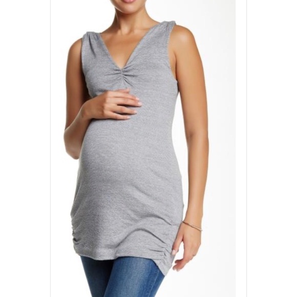 MICHAEL Stars Maternity Shine V Neck Shirred Tank - Picture 3 of 9